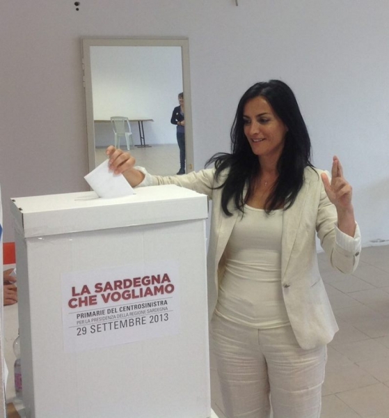 Francesca Barracciu il giorno delle primarie