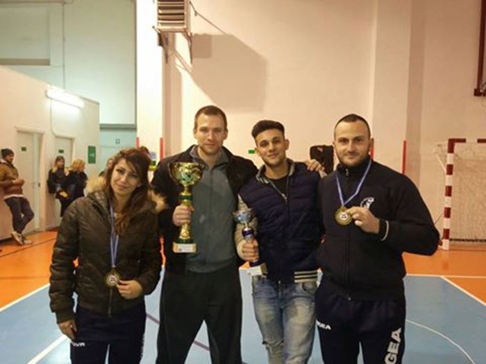 Martina Ardizzoni, Stefan Gassmann, Marco Pirisi, Gianmaria Loi, atleti della Palestra Olimpia Dorgali - Selargius, 28 febbraio 2016