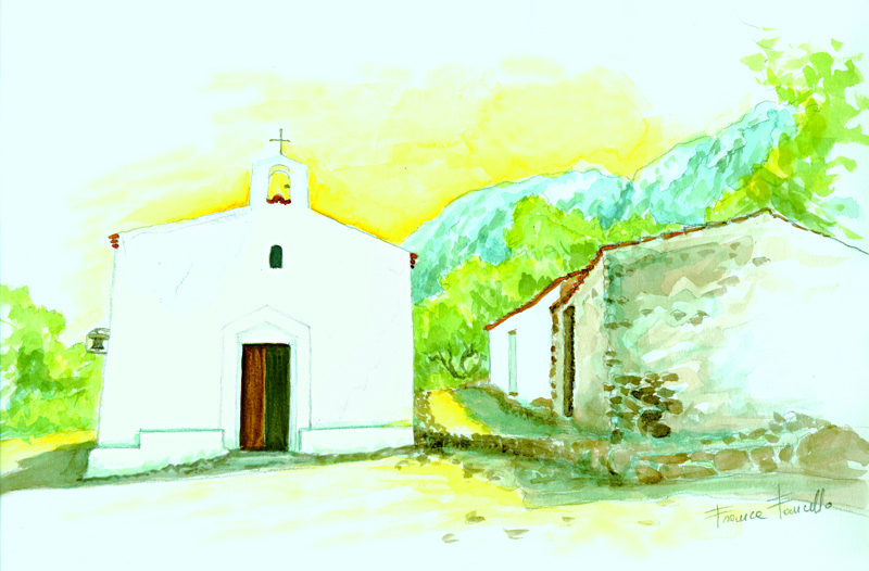 Chiesa San Pantaleo - Acquerello di Franca Fancello